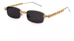 Anteojos De Sol Rectangular Metal Strass Piedras Retro 65