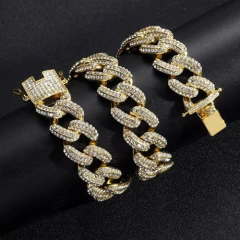 Cadena Cubana Rhinestone Beans Claw Drip Nº12 Dorada Plata - buy online