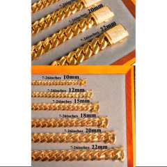 Cadena Cubana Acero Inoxidable 20mm Nº7 Trap Drip Dorada en internet