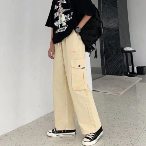 Pantalon Cargo Recto Palaso Baggy Beige Suelto Matrx D319