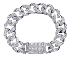 Pulsera Cubana Piedra Strass Rhinestone Beans 8 Inches Nº13 en internet