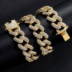 Pulsera Cubana Piedra Strass Dorada Plateada Hip Hop Trap 70 - comprar online