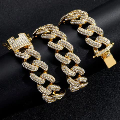 Pulsera Cubana Piedra Strass Dorada Plateada Hip Hop Trap 70 - comprar online