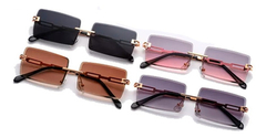 Gafas De Sol Rectangulares Biselados Vintage Retro Metal