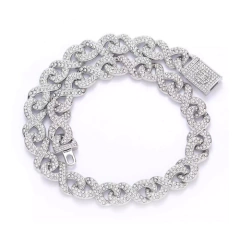 Imagen de Pulsera Cubana Piedra Strass Infinito - 8 Inches Nº1 P