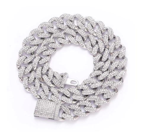 Cadena Cubana Piedra Strass Dorada Plateada Hip Hop Trap 59