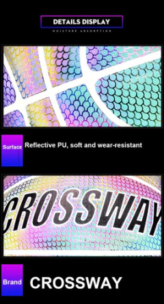 Pelota De Baloncesto Reflectante Holográfica Borde Blanco - KITCH TECH