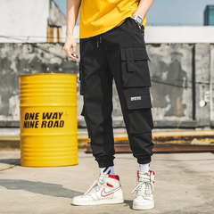 Pantalon Cargo Techwear Tiras Negro Ajustable Disout S146 - comprar online