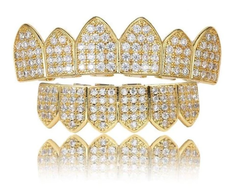 Parrilla Dientes Grillz Gold Piedras Strass Baño Oro 14 K