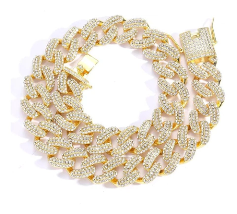 Cadena Cubana Rhinestone Beans Claw 24 Inches Nº12