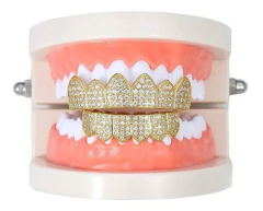Parrilla Dientes Grillz Gold Piedras Strass Baño Oro 14 K en internet