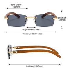 Gafas Anteojos De Sol Madera Retro Vintage Sin Marco 75 - tienda online