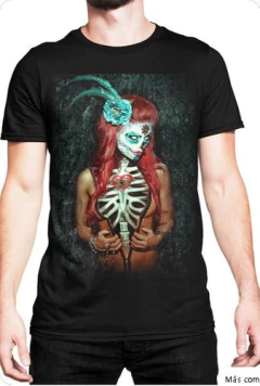Remera Negra Mujer Calavera Mexicana Original Importadas