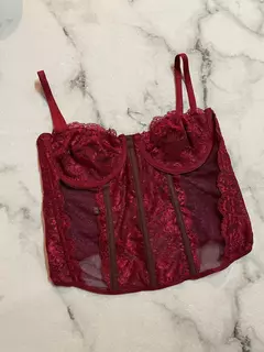 Corset Top Urbano Regulable Importado Encaje Bordo - comprar online