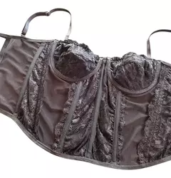 Corset Top Urbano Regulable Importado Encaje Negro