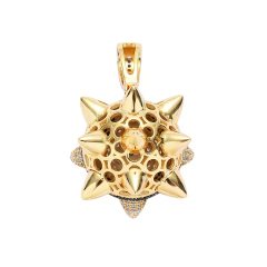 Dije "Bola 8 Pinchos " Baño de Oro 14k Con Cadena Simple Full Strass on internet