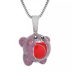 Dije "Kirby" Baño de Oro 14k Con Cadena Simple Full Strass 150 USD