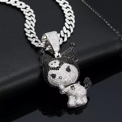 Dije "Kuromi" Baño de Oro 14k Con Cadena Simple Full Strass en internet