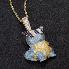 Dije "PokemonEscuadron Squirtle " Baño de Oro 14k Con Cadena Simple Full Strass 120 USD en internet