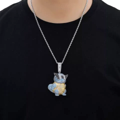Dije "PokemonEscuadron Squirtle " Baño de Oro 14k Con Cadena Simple Full Strass 120 USD
