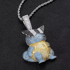 Dije "PokemonEscuadron Squirtle " Baño de Oro 14k Con Cadena Simple Full Strass 120 USD - KITCH TECH