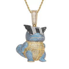 Dije "PokemonEscuadron Squirtle " Baño de Oro 14k Con Cadena Simple Full Strass 120 USD