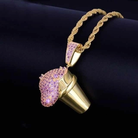 Cadena con Dije Iced Chain Purple Drink Lean Code Codeina Con Strass