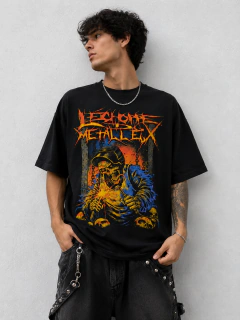 Remera Oversize Estampada Heavy Metal Esqueleto Soldador on internet