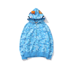 Campera Hoodie BAPE Fire Full Zip Shark Camo Sky Blue (AAA) - 220 USD