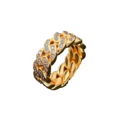 Anillo Eslabon Cuban Strass Dorado - comprar online