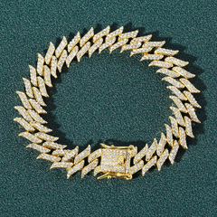 Pulsera Cubana Piedra Strass Dorada Plateada Hip Hop Trap 59 - 8 Inch