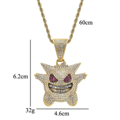 Imagen de Dije "Gengar" Baño de Oro 14k Con Cadena Simple Full Strass