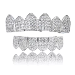 Parrilla para Dientes Grillz "Silver Ice" Baño Oro 14k en internet