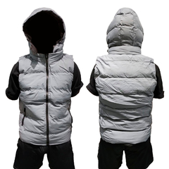 Chaleco Puffer Capucha Inflable Gris on internet