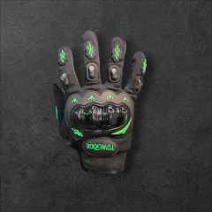 Guante Motociclista con protección nudillos Verde/Negros