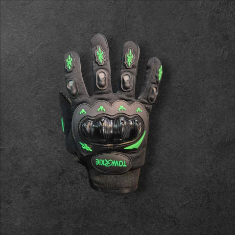 Guante Motociclista con protección nudillos Verde/Negros