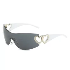 Anteojos de Sol Y2K Corazones Steampunk Envolvente Curvo NºA002 on internet