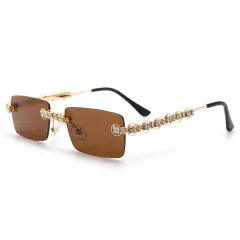 Anteojos de sol Trap Hip-Hop Strass Diamante Rectangular Sin Marco A003 - tienda online