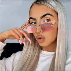 Anteojos de sol Trap Hip-Hop Strass Diamante Rectangular Sin Marco A003 en internet