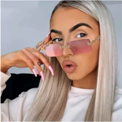 Anteojos de sol Trap Hip-Hop Strass Diamante Rectangular Sin Marco A003 en internet