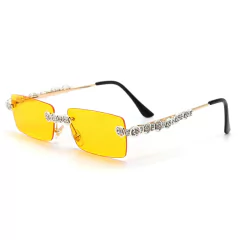 Imagen de Anteojos de sol Trap Hip-Hop Strass Diamante Rectangular Sin Marco A003