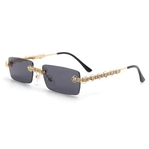 Anteojos de sol Trap Hip-Hop Strass Diamante Rectangular Sin Marco NºA003