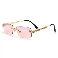 Anteojos de sol Trap Hip-Hop Strass Diamante Rectangular Sin Marco A003 - comprar online