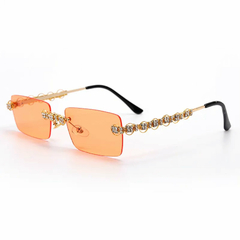 Anteojos de sol Trap Hip-Hop Strass Diamante Rectangular Sin Marco A003 en internet