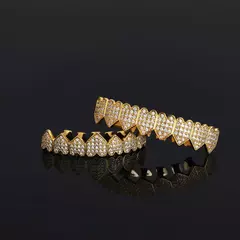 Parrilla Para Dientes Grillz Strass Oro Corazones Trap - tienda online
