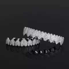 Parrilla Para Dientes Grillz Strass Oro Blanco Corazones Trap - comprar online