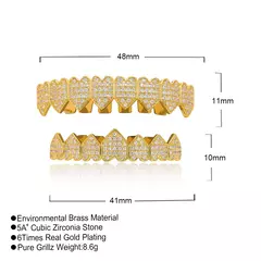 Parrilla Para Dientes Grillz Strass Oro Blanco Corazones Trap - KITCH TECH