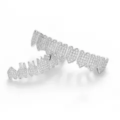 Imagen de Parrilla Para Dientes Grillz Strass Oro Blanco Corazones Trap