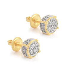 Aros Baño Oro 14k Plata 925 Redondo a Rosca Símil Zircón Nº1
