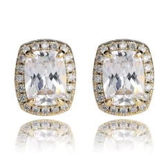 Aros Oro 925 Redondo A Rosca Símil Zircón Diamante N38